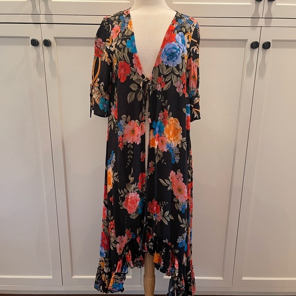 Johnny Was Black Floral Swim Coverup - Picture 2 of 7